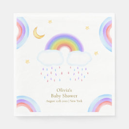 かわいい水彩 月 星 虹 ベビーシャワー スタンダードランチョンナプキン