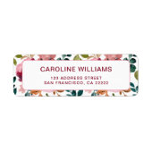 かわいい水彩 花のカラフル リターンアドレス ラベル (正面)