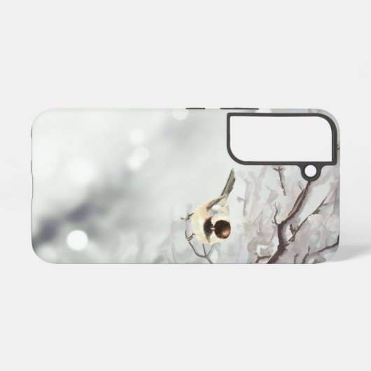 かわいい水彩《鳥》アメリカゴガラ鳥冬の森アート SAMSUNG GALAXYケース (裏面横)