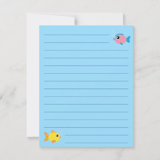 かわいい水族館フィッシュキッドの平らな文房具 サンキューカード (裏面)