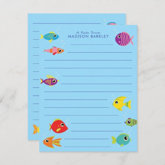 かわいい水族館フィッシュキッドの平らな文房具 サンキューカード (正面/裏面)