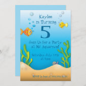 かわいい水族館フィッシュバースデーパーティー 招待状 (正面/裏面)