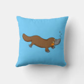 かわいい水泳によってアヒル勘定書を出されるplatypus クッション (裏面)