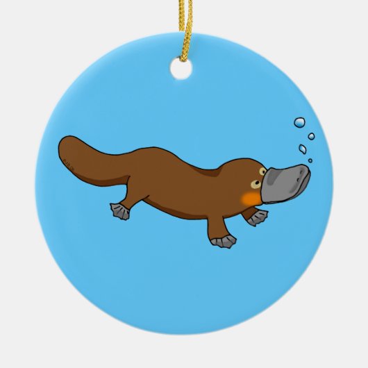 かわいい水泳によってアヒル勘定書を出されるplatypus セラミックオーナメント (正面)