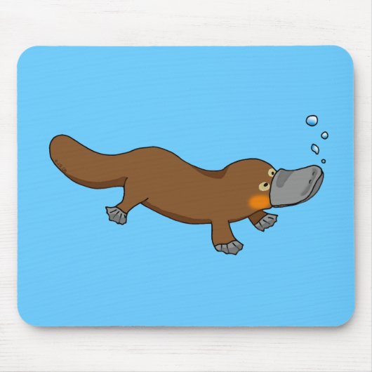 かわいい水泳によってアヒル勘定書を出されるplatypus マウスパッド (正面)