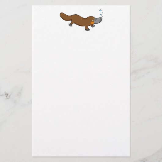 かわいい水泳によってアヒル勘定書を出されるplatypus 便箋 (正面)