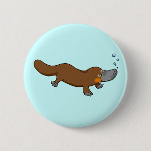 かわいい水泳によってアヒル勘定書を出されるplatypus 缶バッジ