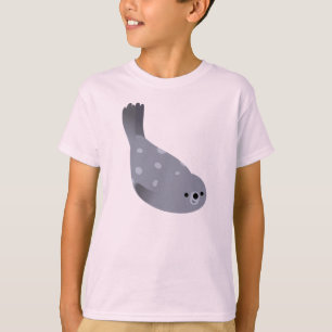 かわいい水泳の漫画のアザラシの子供のTシャツ Tシャツ