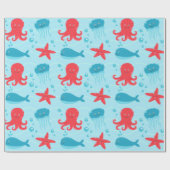 かわいい水泳の紫系統の海の創造物のくらげ ラッピングペーパー (フラット)