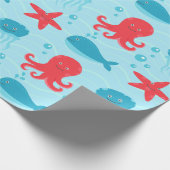 かわいい水泳の紫系統の海の創造物のくらげ ラッピングペーパー (角)