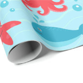 かわいい水泳の紫系統の海の創造物のくらげ ラッピングペーパー (ロールコーナー)