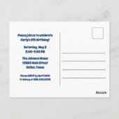 かわいい水泳少女の誕生日プールパーティー招待状 ポストカード (裏面)