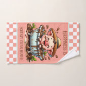 かわいい水浴時間バスルーム豚カントリー ハンドタオル (ハンドタオル)