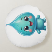 かわいい水滴の漫画のキャラクター – かわいい ラウンドクッション (裏面)