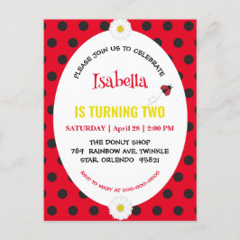 かわいい水玉のてんとう虫のデイジーちゃんの誕生日パーティー ポストカード