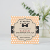 かわいい水玉模様のちょうネクタイの小さい人のベビーシャワー 招待状 (スタンド正面)