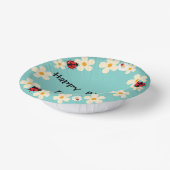 かわいい水玉模様のてんとう虫デイジー花の誕生日パーティー ペーパーボウル (傾斜あり)