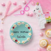 かわいい水玉模様のてんとう虫デイジー花の誕生日パーティー ペーパーボウル (パーティー)