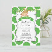 かわいい水玉模様のサル 男女兼用ベビーシャワー 招待状 (スタンド正面)