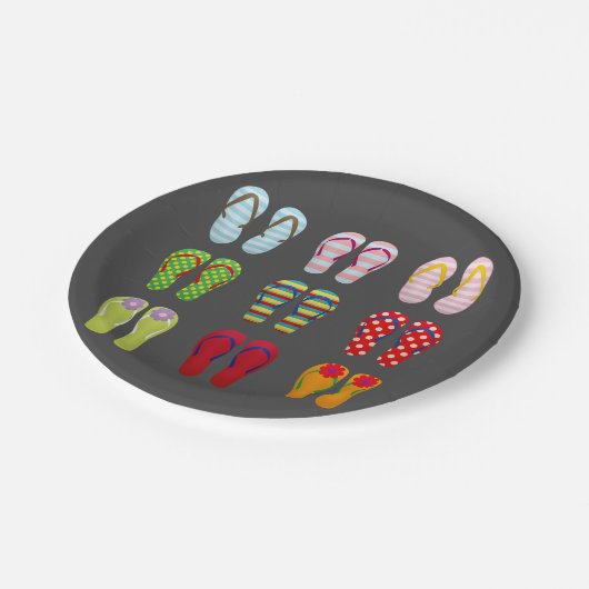 かわいい水玉模様のレインボーガールのパーティー ペーパープレート (アングル)