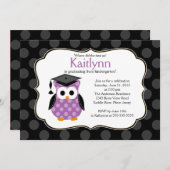 かわいい水玉模様の女の子が卒業 招待状 (正面/裏面)