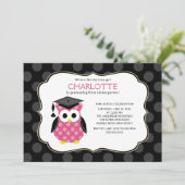 かわいい水玉模様の女の子が卒業 招待状 (スタンド正面)