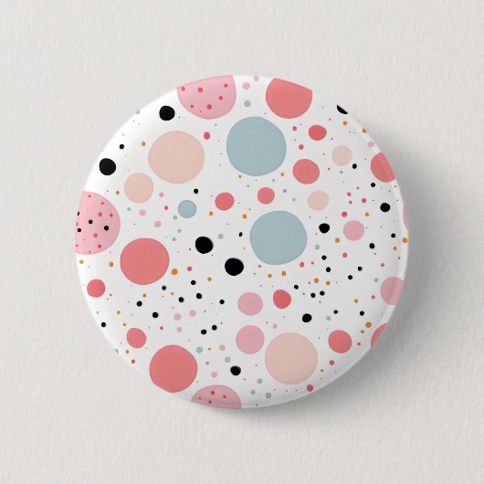 かわいい水玉模様の斑点の白 缶バッジ (正面)