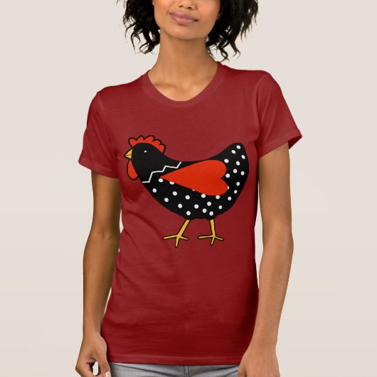 かわいい水玉模様の鶏 Tシャツ (正面)