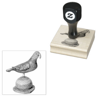 かわいい水玉模様オウム鳥ヴィンテージ彫刻 ラバースタンプ
