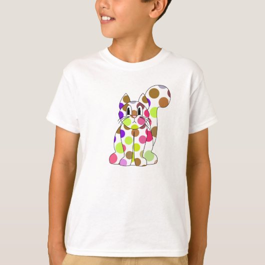 かわいい水玉模様キティ猫シャツ Tシャツ (正面)