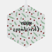 かわいい水玉模様クリスマスツリーレッドグリーン ガラスオーナメント (裏面)