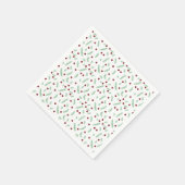 かわいい水玉模様クリスマスツリーレッドグリーン スタンダードカクテルナプキン (角)