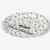 かわいい水玉模様クリスマスツリーレッドグリーン ペーパープレート (アングル)