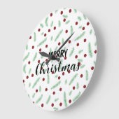 かわいい水玉模様クリスマスツリーレッドグリーン ラージ壁時計 (傾斜)