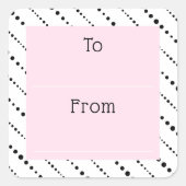 かわいい水玉模様ストライプ白黒ピンクから スクエアシール (正面)