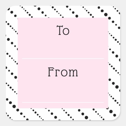 かわいい水玉模様ストライプ白黒ピンクから スクエアシール (正面)