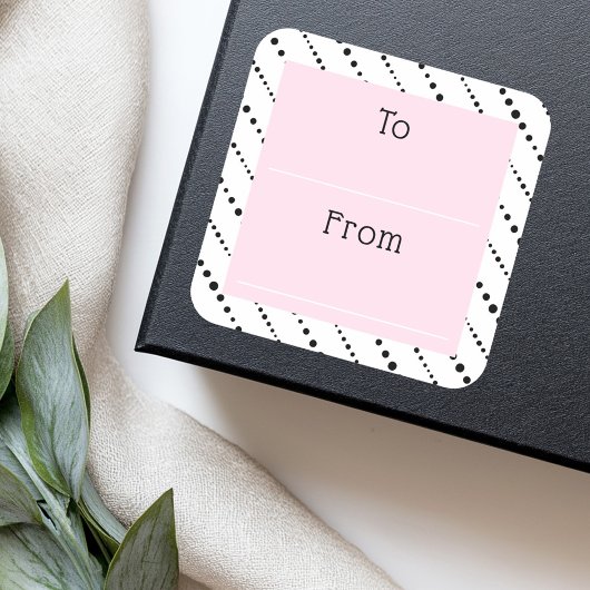 かわいい水玉模様ストライプ白黒ピンクから スクエアシール