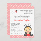 かわいい水玉模様ズラディブガールベビーシャワー 招待状 (正面/裏面)