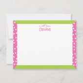 かわいい水玉模様ピンク緑の枠文具ガーリー具 ノートカード (正面)