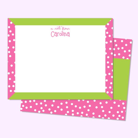 かわいい水玉模様ピンク緑の枠文具ガーリー具 ノートカード
