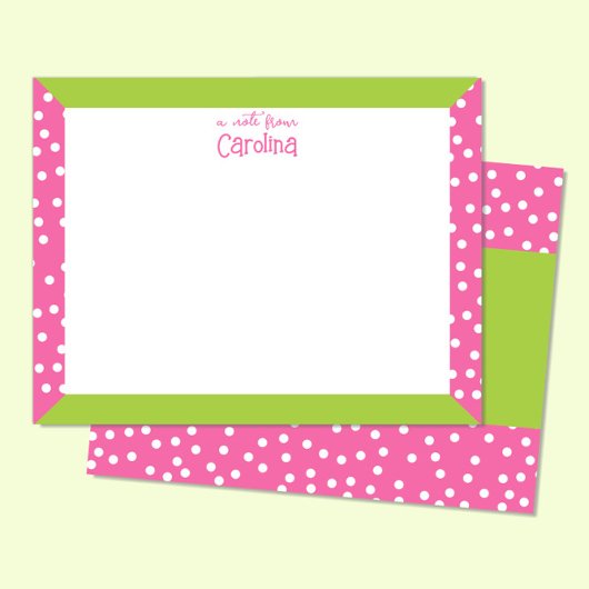 かわいい水玉模様ピンク緑の枠文具ガーリー具 ノートカード