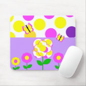 かわいい水玉模様フラワーズマウスパッド マウスパッド (マウス)