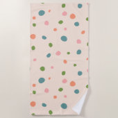 かわいい水玉模様モダンピンク緑ブルー ビーチタオル (正面)