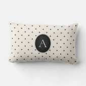 かわいい水玉模様モノグラムのアイボリー ランバークッション (裏面)