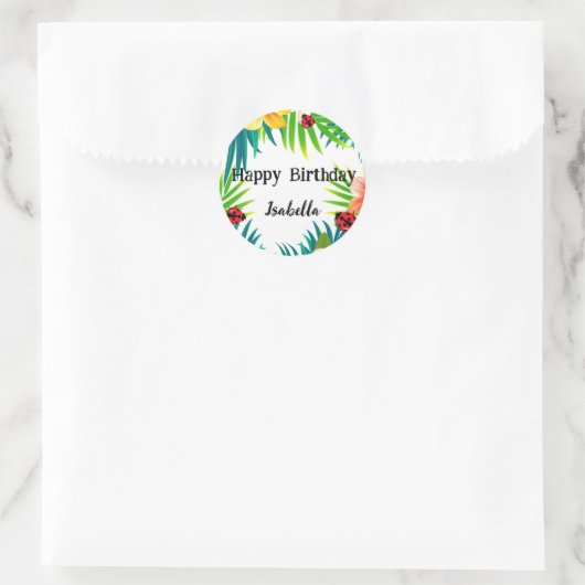 かわいい水玉模様ラディバグサマーフラワーパーム誕生日 ラウンドシール (バッグ)