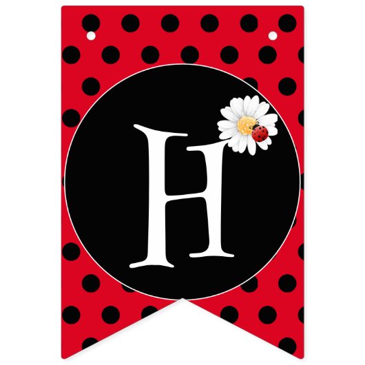 かわいい水玉模様ラディバグデイジーフラワーバースデーパーティー バンティングフラッグ (第2の旗)