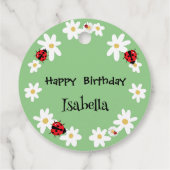 かわいい水玉模様ラディバグデイジーフラワーバースデーパーティー フェイバータグ (裏面)