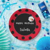 かわいい水玉模様ラディバグデイジーフラワーバースデーパーティー ペーパープレート (パーティー)