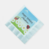 かわいい水玉模様ラディバグデイジーフラワーバースデーパーティー 縁ありランチョンナプキン (角)