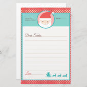 かわいい水玉模様レターへサンタ 便箋 (正面/裏面)